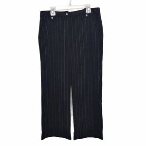 Larry Levine Black Pinstripe Wide Leg Crop Pants